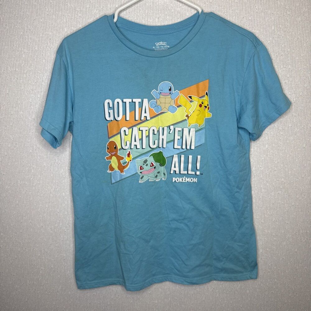 Pokemon Gotta Catch Em All Youth XL 14-16 Blue Graphic T Shirt Pikachu Kids Tee